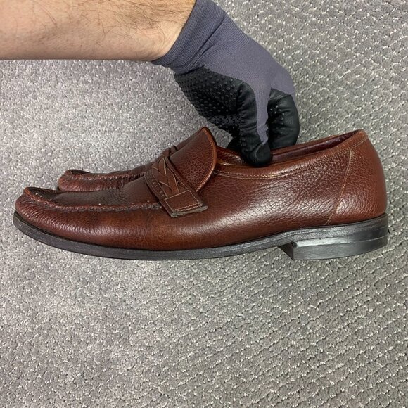 Hartt Leather Loafers Shoes Men's 10 F Brown Hand Sewn Vamps Canada Slip On 10F - Picture 2 of 10